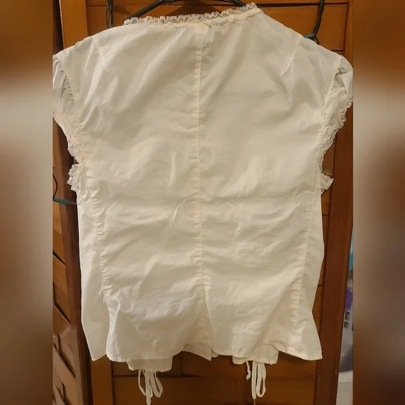 Moda International Victoria's Secret Corset Lace Up Peasant Blouse ISO XS - Picture 4 of 9
